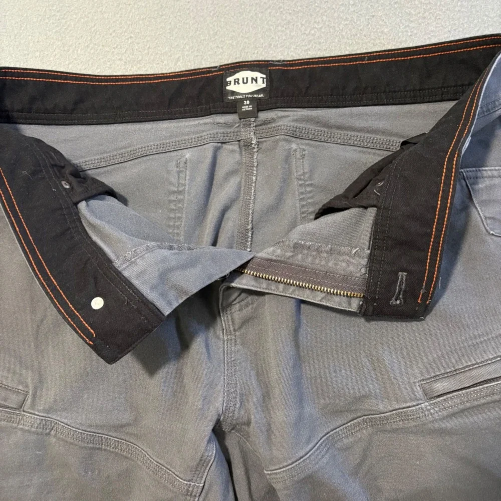 Brunt The Martin Short Mens 38x10 Gray Utility Cargo Canvas Workwear Stained